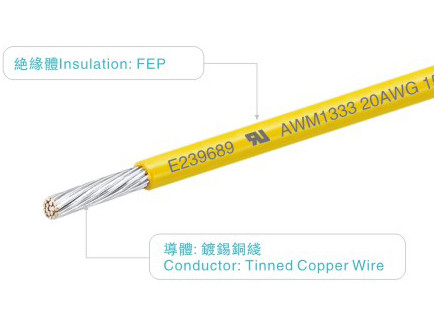 Negro de los alambres UL758 30AWG 300V/150C de UL1333 FEP para el poder industrial de la luz del aparato electrodoméstico del calentador