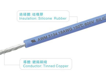Los cables de la goma de silicona UL3134 atan con alambre la iluminación del Uav del negro de 600v 150C 18AWG pie2