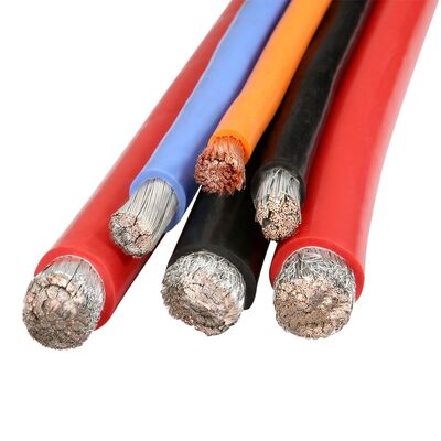 Cable de batería de alambre de silicona de alta temperatura con temperatura nominal de 200 °C, voltaje nominal de 600 V y conductor de cobre enlatado