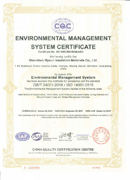 Porcelana Shenzhen Mysun Insulation Materials Co., Ltd. certificaciones